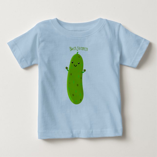 Cute happy pickle cartoon illustration baby T-Shirt (Front)