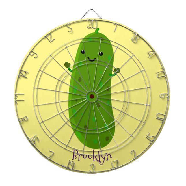 Cute happy pickle cartoon illustration dartboard (Front)