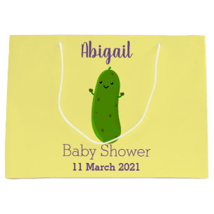 Cute happy pickle cartoon illustration large gift bag