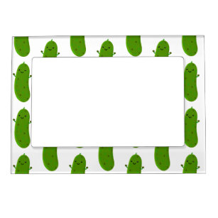 Cute happy pickle cartoon illustration magnetic frame