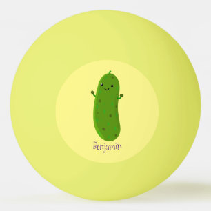 Cute happy pickle cartoon illustration ping pong ball