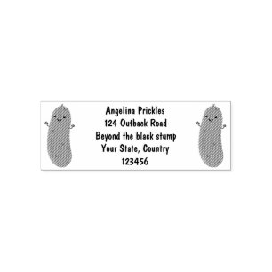 Cute happy pickle cartoon illustration self-inking stamp