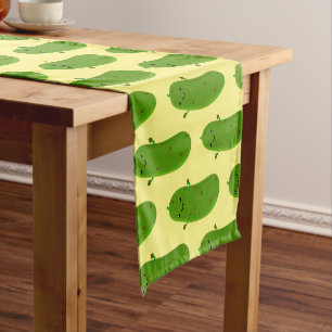 Cute happy pickle cartoon illustration  short table runner