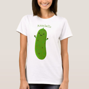 Cute happy pickle cartoon illustration T-Shirt