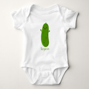 Cute happy pickle cartoon personalised baby bodysuit