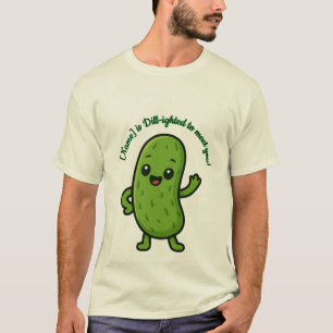 Cute Happy Pickle Kawaii Cartoon - Personalizable  T-Shirt