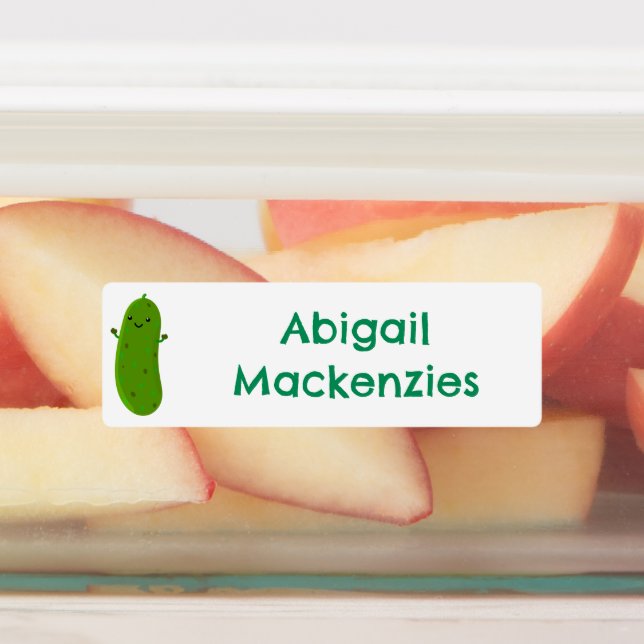 Cute happy pickle vegetable cartoon personalised (Affixed)