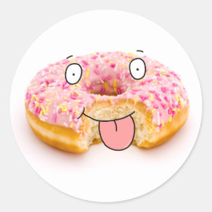 Cute happy pink doughnut character sticker