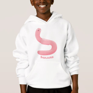Cute happy pink earthworm cartoon