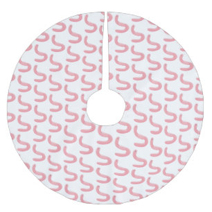 Cute happy pink earthworm cartoon brushed polyester tree skirt