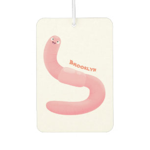 Cute happy pink earthworm cartoon  car air freshener