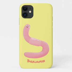 Cute happy pink earthworm cartoon iPhone 11 case