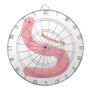 Cute happy pink earthworm cartoon dartboard