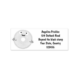 Cute happy pink glazed doughnut cartoon rubber stamp