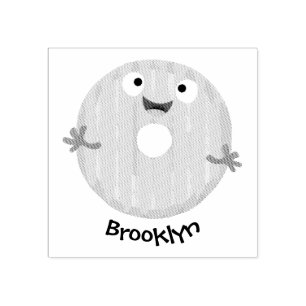 Cute happy pink glazed doughnut cartoon rubber stamp