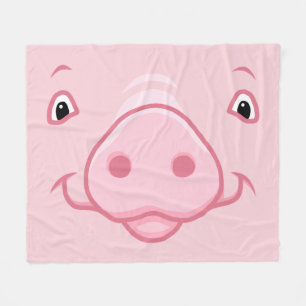 Cute Happy Pink Pig Face Fleece Blanket
