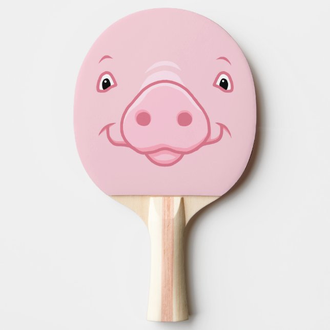 Cute Happy Pink Pig Face Ping Pong Paddle (Front)