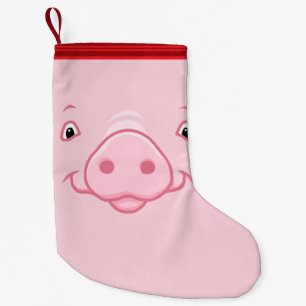 Cute Happy Pink Pig Face Small Christmas Stocking