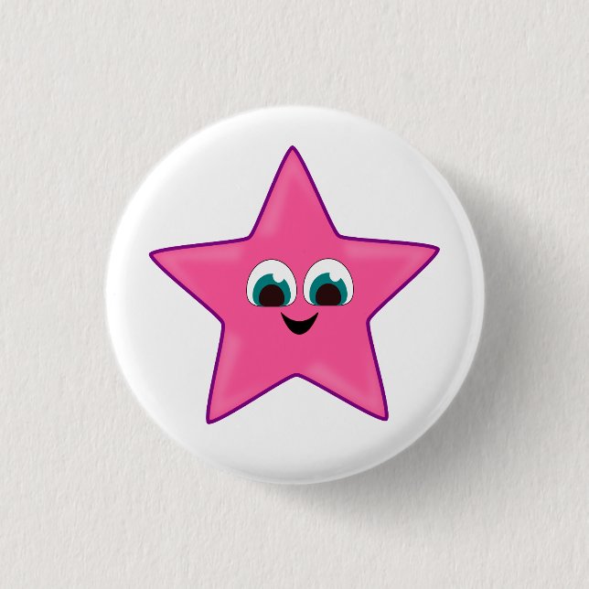 Cute Happy Pink Star 3 Cm Round Badge (Front)