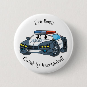 Cute happy police car cartoon illustration 6 cm round badge