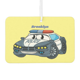 Cute happy police car cartoon illustration air freshener