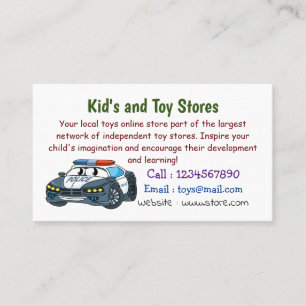 Cute happy police car cartoon illustration business card