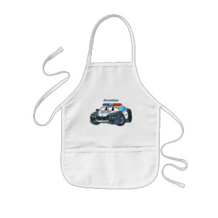 Cute happy police car cartoon illustration kids apron