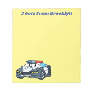 Cute happy police car cartoon illustration notepad