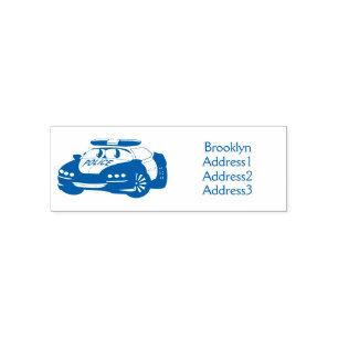 Cute happy police car cartoon illustration self-inking stamp