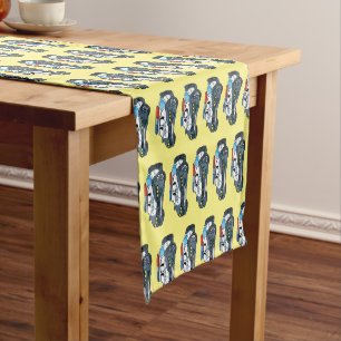 Cute happy police car cartoon illustration short table runner