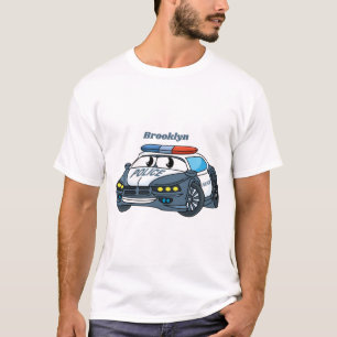 Cute happy police car cartoon illustration T-Shirt