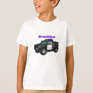 Cute happy police car cartoon illustration  T-Shirt