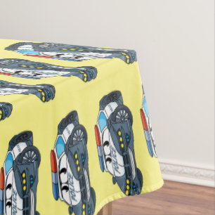 Cute happy police car cartoon illustration tablecloth