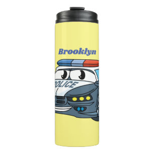Cute happy police car cartoon illustration thermal tumbler