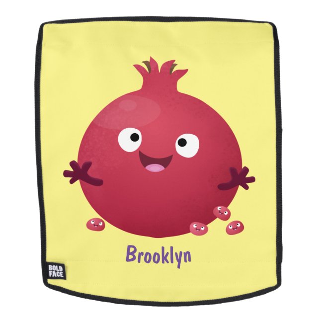 Cute happy pomegranate fruit cartoon backpack (Removable Face)
