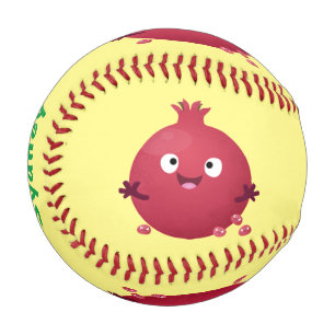 Cute happy pomegranate fruit cartoon baseball