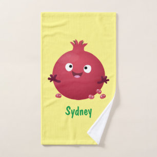 Cute happy pomegranate fruit cartoon bath towel set