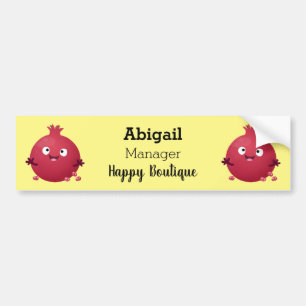 Cute happy pomegranate fruit cartoon bumper sticker