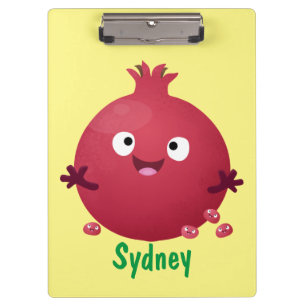 Cute happy pomegranate fruit cartoon  clipboard