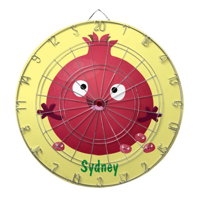 Cute happy pomegranate fruit cartoon dartboard (Front)