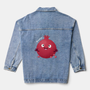 Cute happy pomegranate fruit cartoon denim jacket