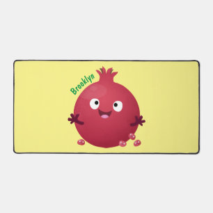 Cute happy pomegranate fruit cartoon desk mat