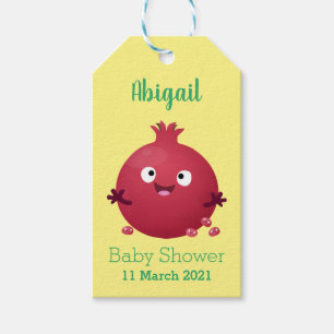 Cute happy pomegranate fruit cartoon gift tags