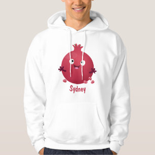 Cute happy pomegranate fruit cartoon hoodie