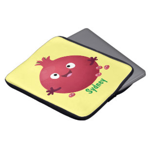 Cute happy pomegranate fruit cartoon laptop sleeve