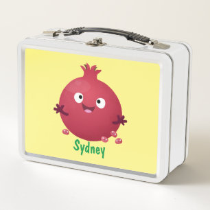Cute happy pomegranate fruit cartoon metal lunch box