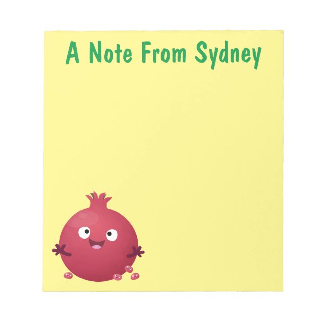 Cute happy pomegranate fruit cartoon notepad (Front)