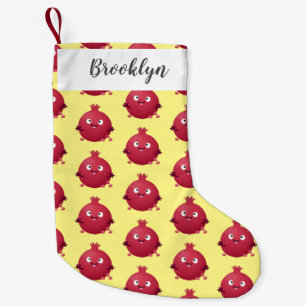 Cute happy pomegranate fruit cartoon small christmas stocking