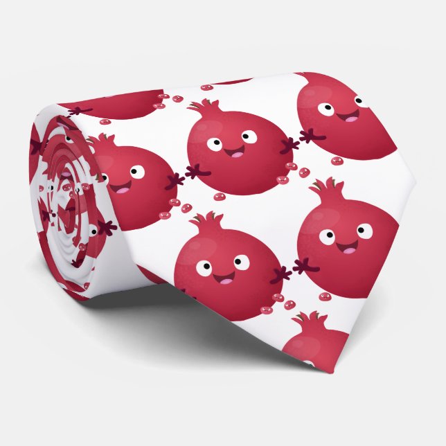 Cute happy pomegranate fruit cartoon tie (Rolled)