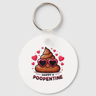 Cute Happy Poopentine Love Poop Cartoon Valentines Key Ring